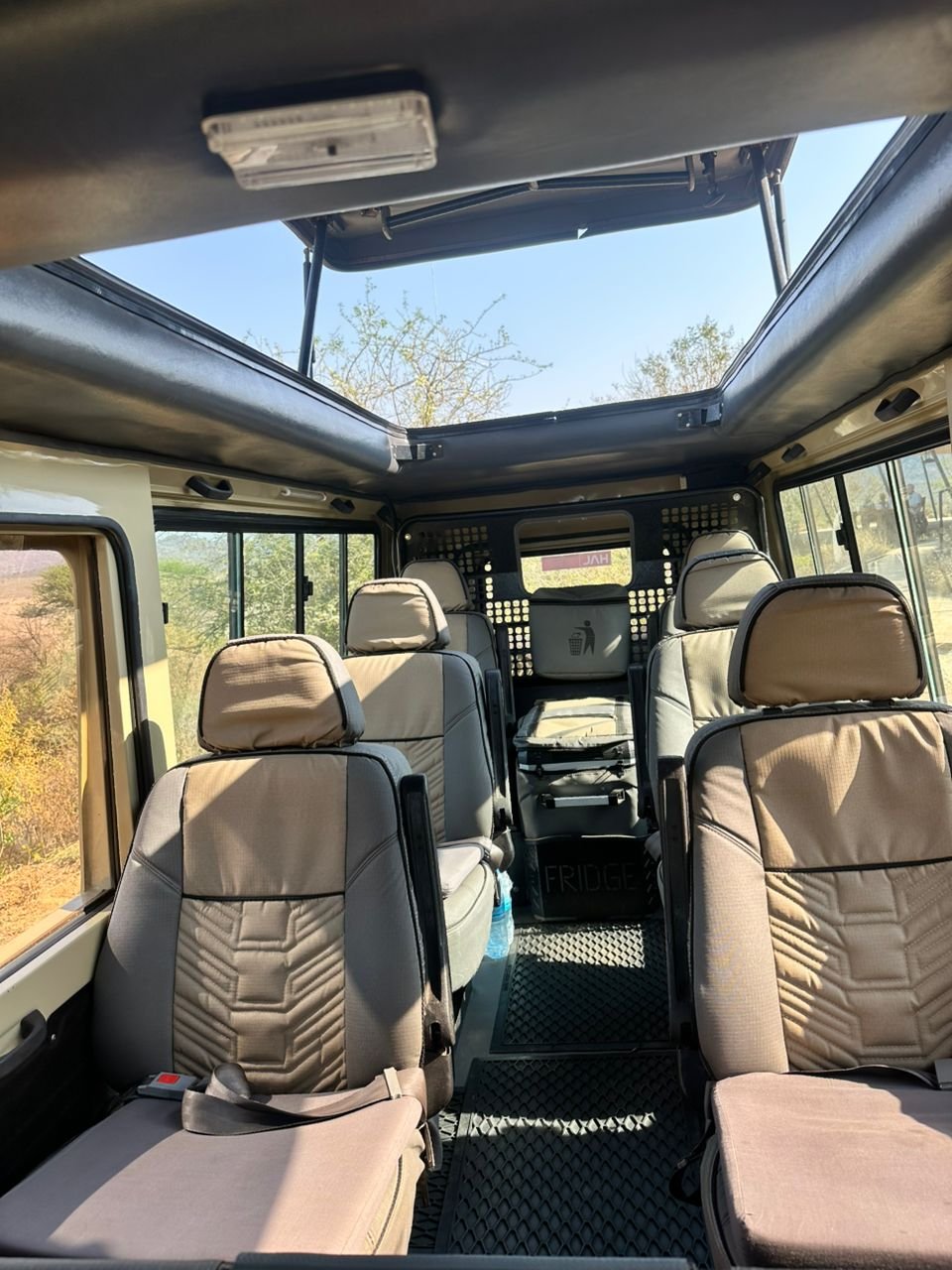 Inside a Top Guide Adventures safari vehicle